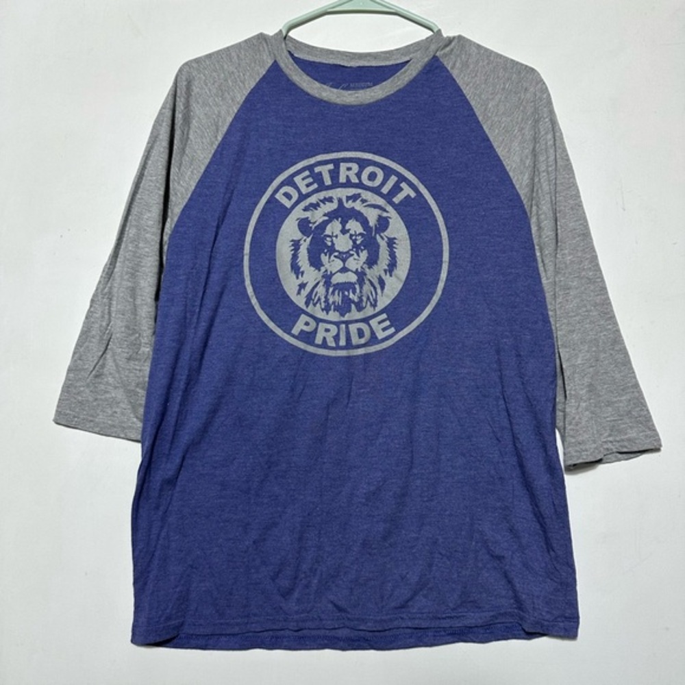 Detroit Pride Blue and Gray Raglan Shirt